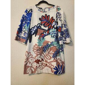 Hanita Dress - Size XS - White with Blue Floral Print